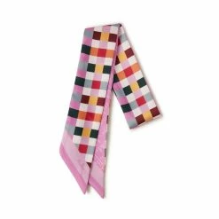 Mulberry Multi Colour Check & Logo Bag Scarf